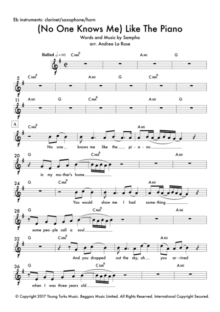 (no One Knows Me) Like The Piano (arr. Andrea La Rose)