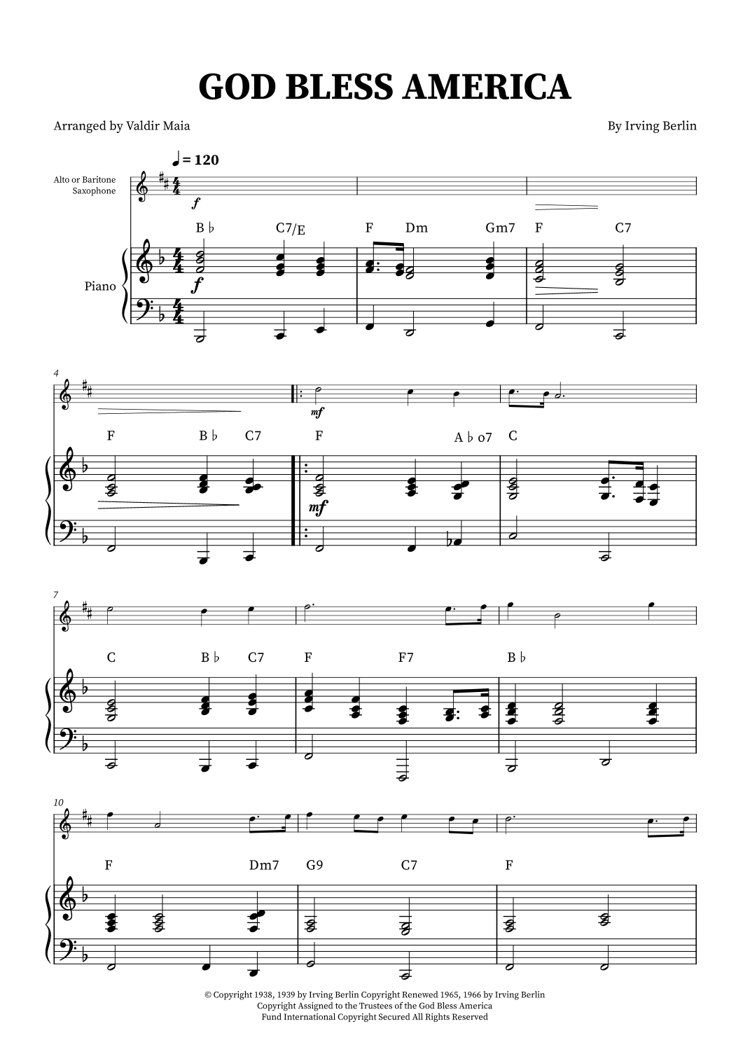 God Bless America ® (arr. Valdir Maia)