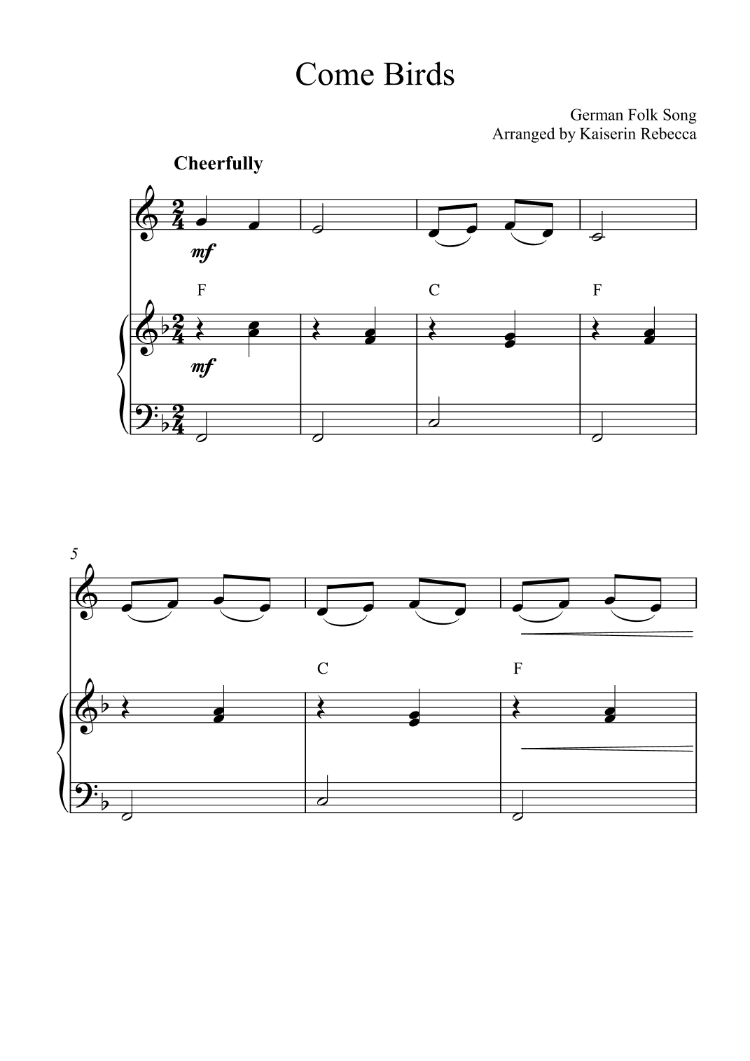 Come Birds (arr. Kaiserin Rebecca)