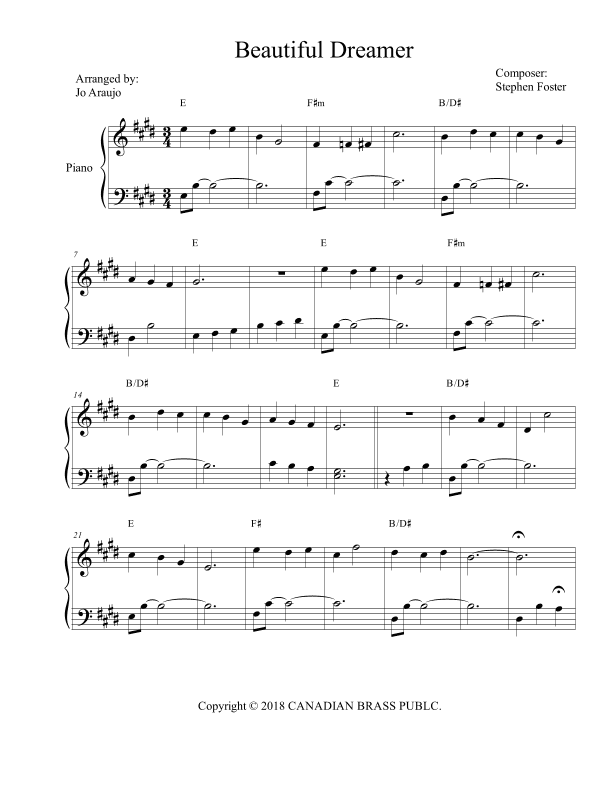 BEAUTIFUL DREAMER (arr. JO ARAÚJO)