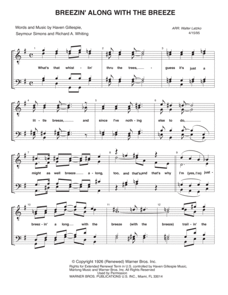 Breezin' Along With The Breeze (arr. Walter Latzko)