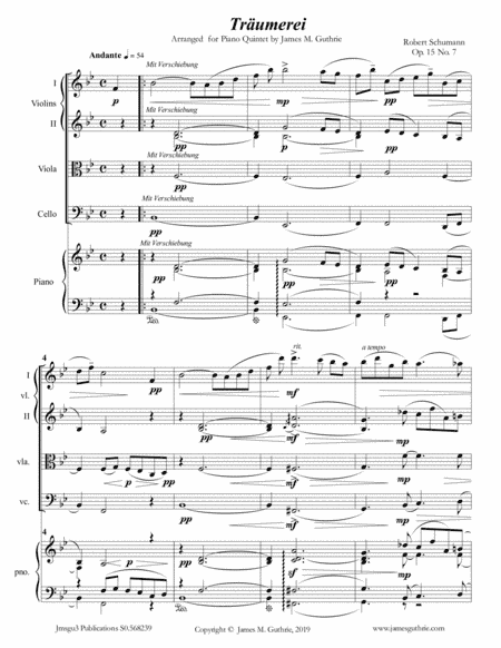Schumann: Träumerei Op. 15 No. 7 for Piano Quintet (arr. James M. Guthrie)