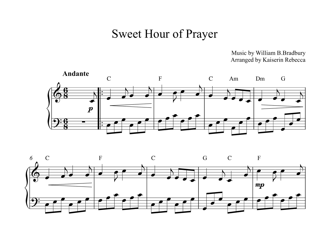Sweet Hour of Prayer (arr. Kaiserin Rebecca)