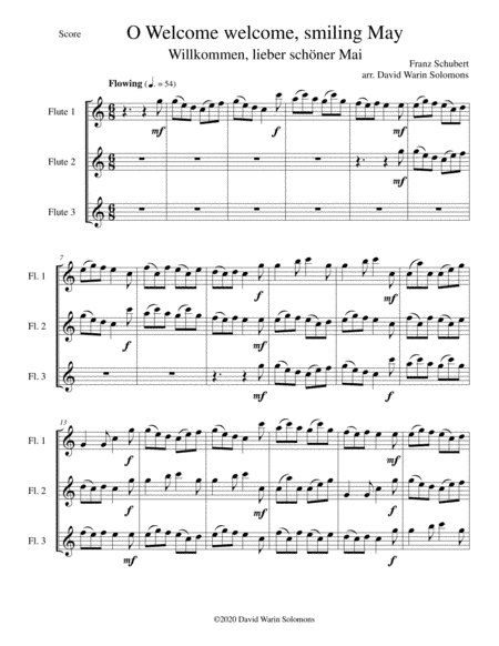 O Welcome, welcome smiling May (Willkommen, lieber schöner Mai) for 3 flutes (arr. David Warin Solomons)