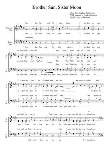 Brother Sun, Sister Moon (arr. Guido Menestrina)
