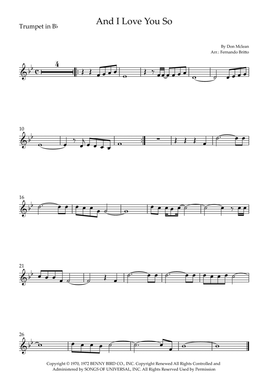 And I Love You So (arr. Fernando Britto)