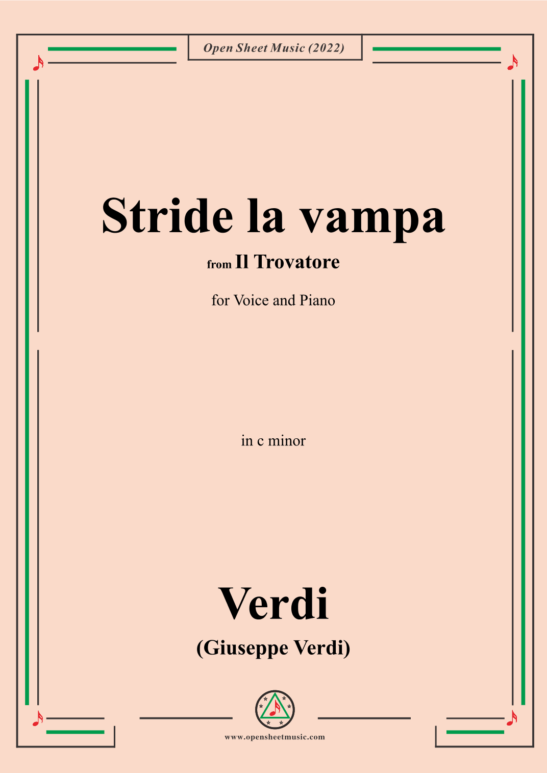 Verdi-Stride la vampa,from 'Il Trovatore',in c minor,for Voice and Piano (arr. OSM Press)