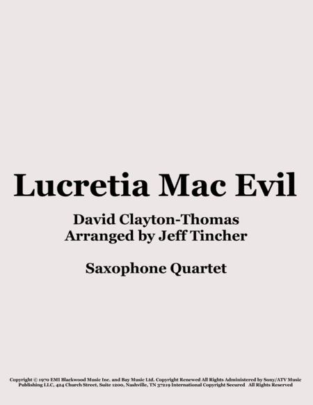 Lucretia Mac Evil (arr. Jeff Tincher)