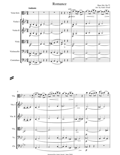 Hans Sitt : Romance for Solo Viola and String Orchestra Op.72 (arr. Amir Awad)