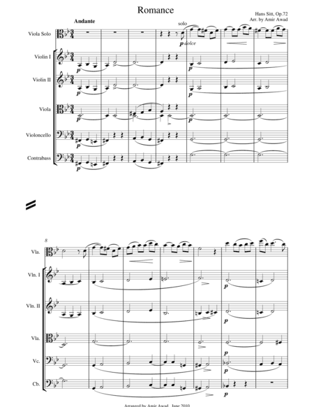 Hans Sitt : Romance for Solo Viola and String Orchestra Op.72 (arr. Amir Awad)
