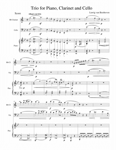 Trio for Piano, Clarinet and Cello (arr. Gary Bricault)