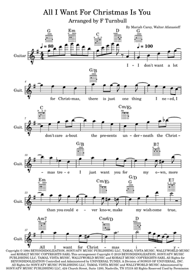 All I Want For Christmas Is You (arr. F Turnbull)