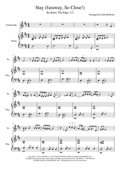 Stay (faraway, So Close!) (arr. John Redford)
