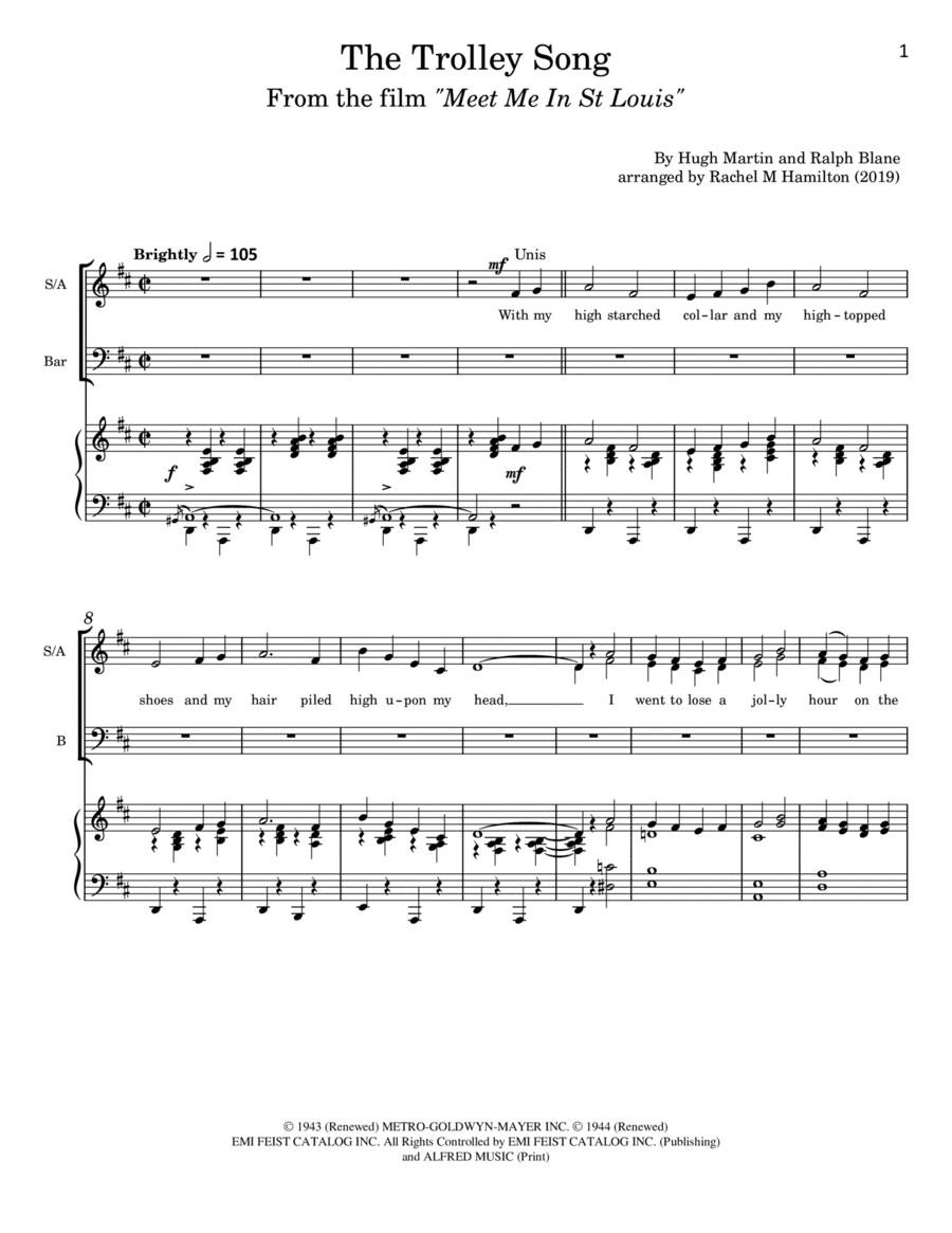 The Trolley Song (arr. Rachel M Hamilton)