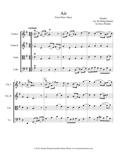 Air from Water Music for String Quartet (arr. Dave Prudon)