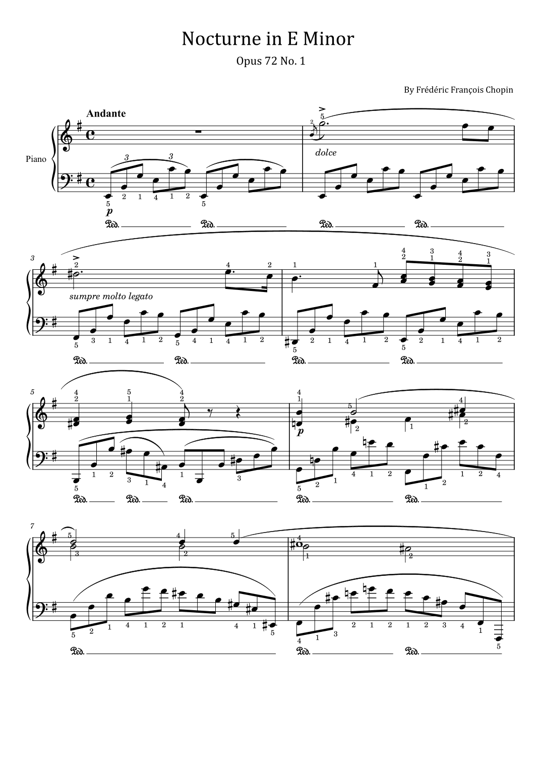 Chopin - Nocturne in E Minor - Op.72 No. 1 - Original With Fingered (arr. poon)