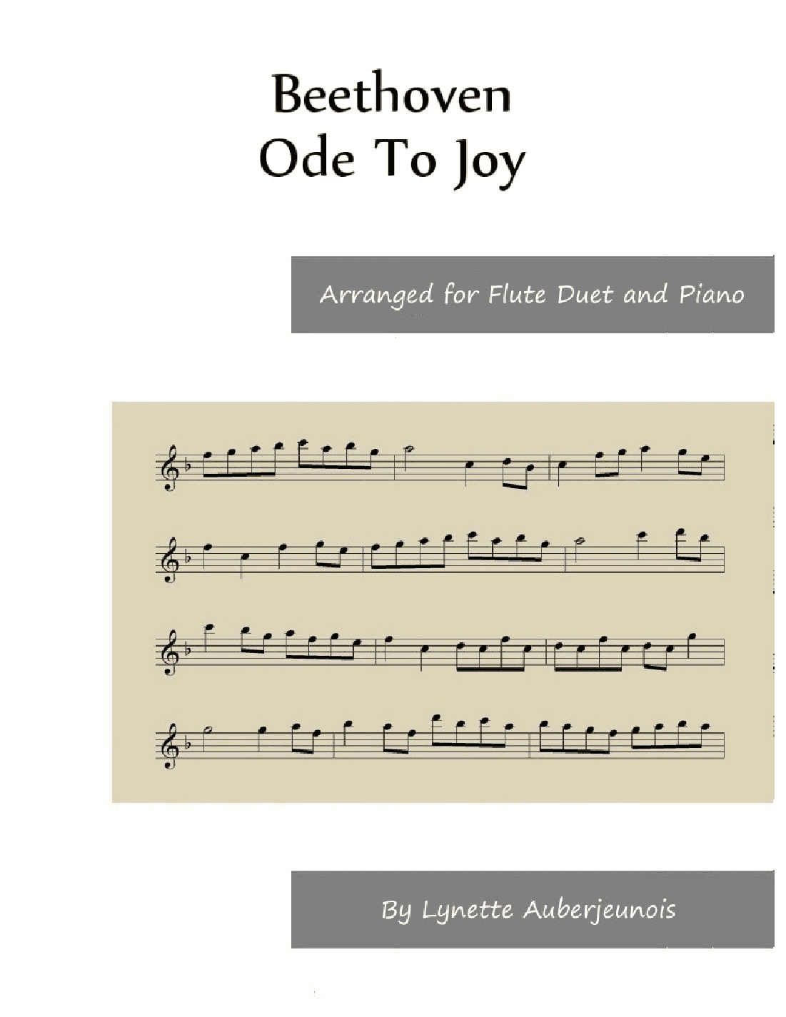 Ode To Joy - Flute Duet and Piano (arr. Lynette Auberjeunois)