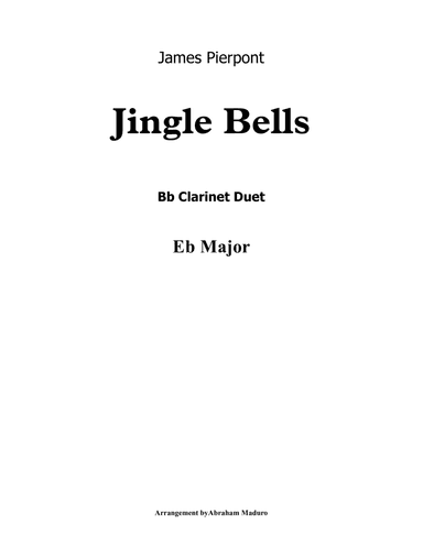 Jingle Bells Clarinet Duet-Score and Parts (arr. Abraham Maduro)
