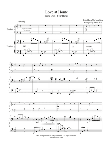 Love at Home (late elementary student/teacher piano duet) (arr. Anne Britt)