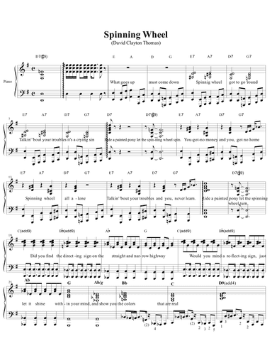 Spinning Wheel (arr. Classic Hits: Authentic Arrangements)