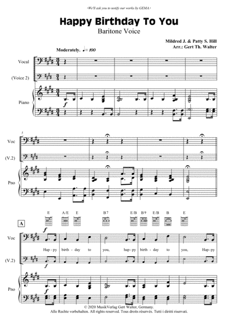Happy Birthday To You (arr. Gert Th. Walter)