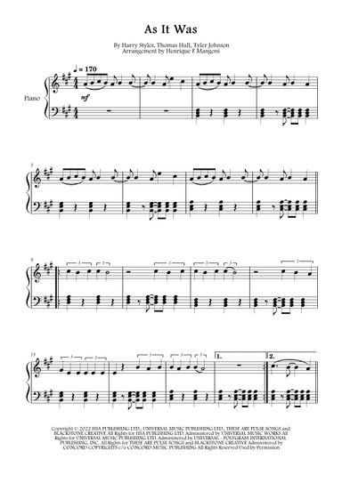 As It Was (arr. Henrique F Mangoni)