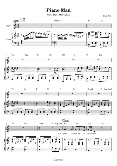 Piano Man (arr. Anacrusa)