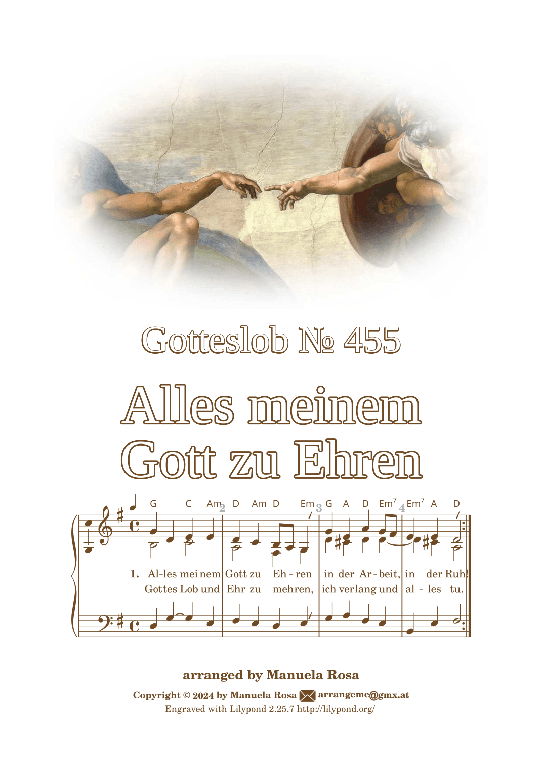 Alles meinem Gott zu Ehren (Gotteslob 455) (arr. Manuela Rosa)