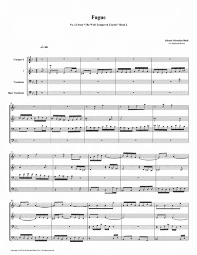 Fugue 12 from Well-Tempered Clavier, Book 2 (Brass Quartet) (arr. Richard Byrnes)
