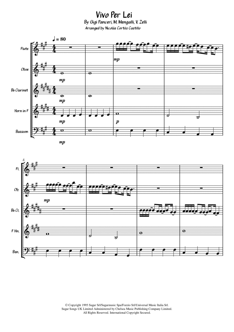 Vivo Per Lei (arr. Nicolás Cortés Castillo)