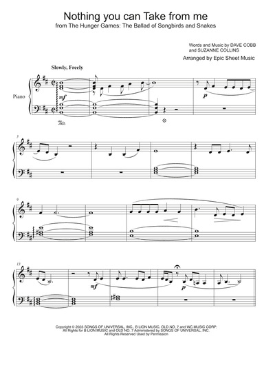 Nothing You Can Take From Me (arr. Epic Sheet Music)