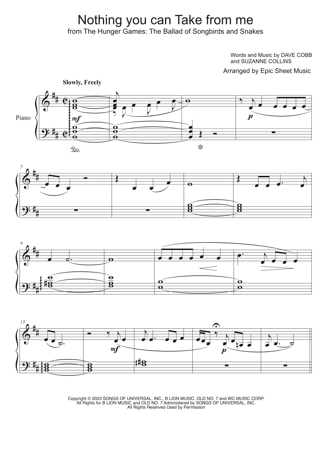 Nothing You Can Take From Me (arr. Epic Sheet Music)