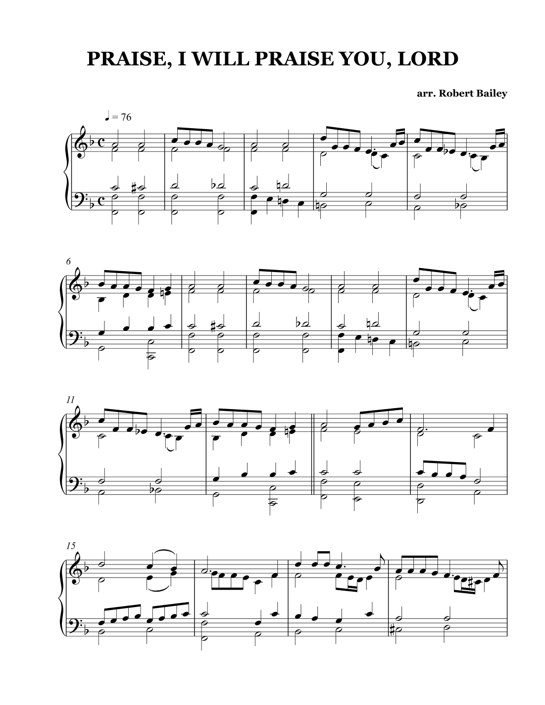 PRAISE, I WILL PRAISE YOU, LORD (arr. Robert Bailey)