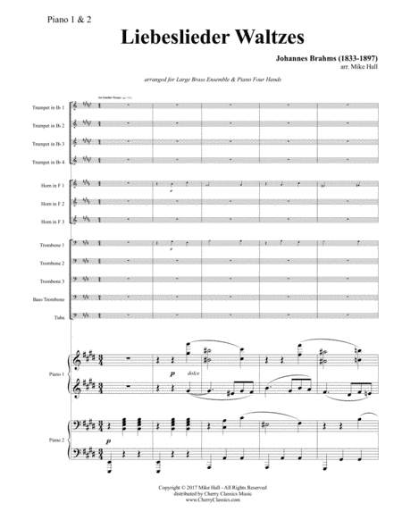 Liebeslieder Waltzes for Large Brass Ensemble & Piano Four Hands (arr. Hall, Mike)