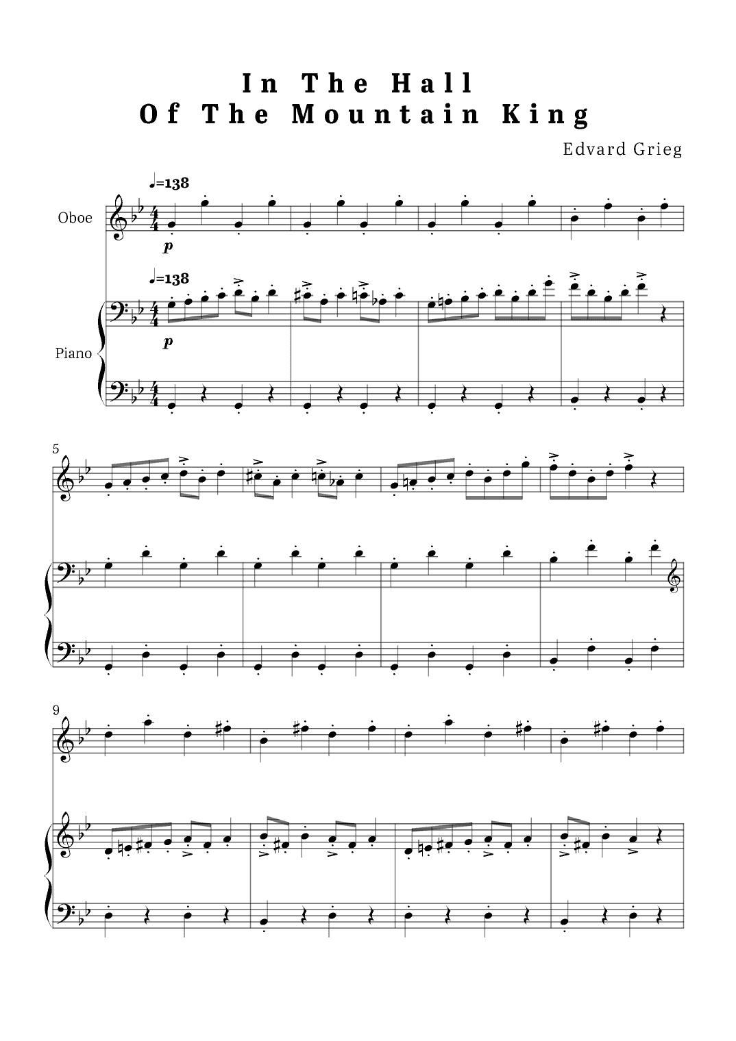 In The Hall of The Mountain King - Oboe and Piano (arr. Jean Szulc)