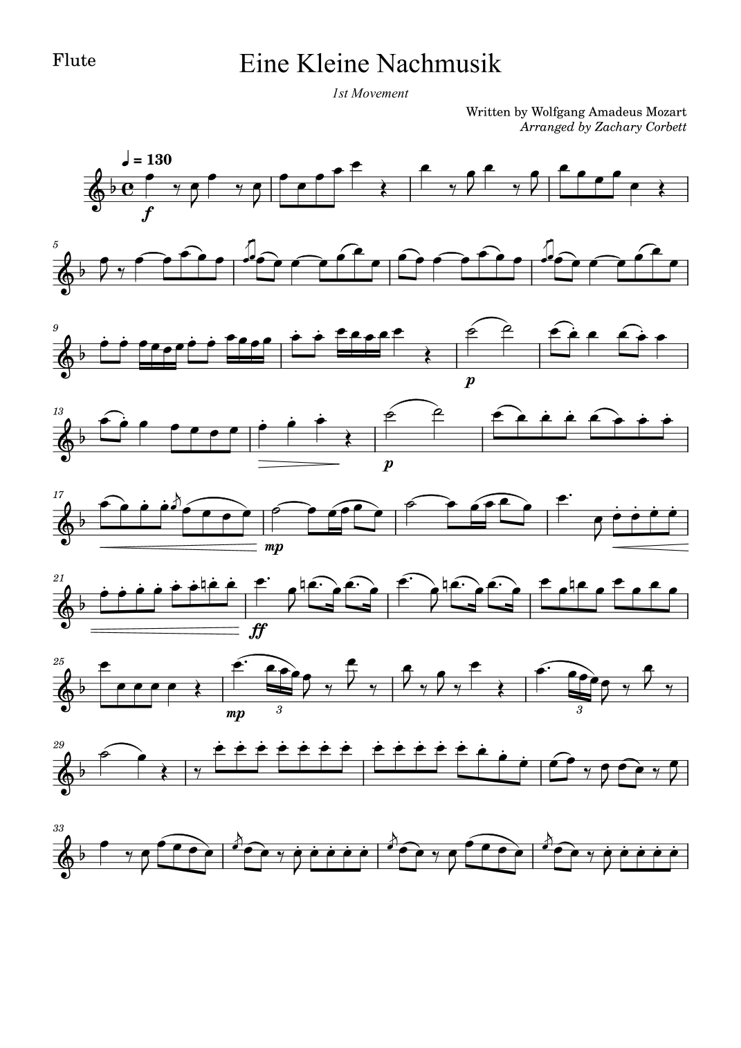 Eine Kleine Nachtmusik, 1st Movement (arr. Zachary Corbett)