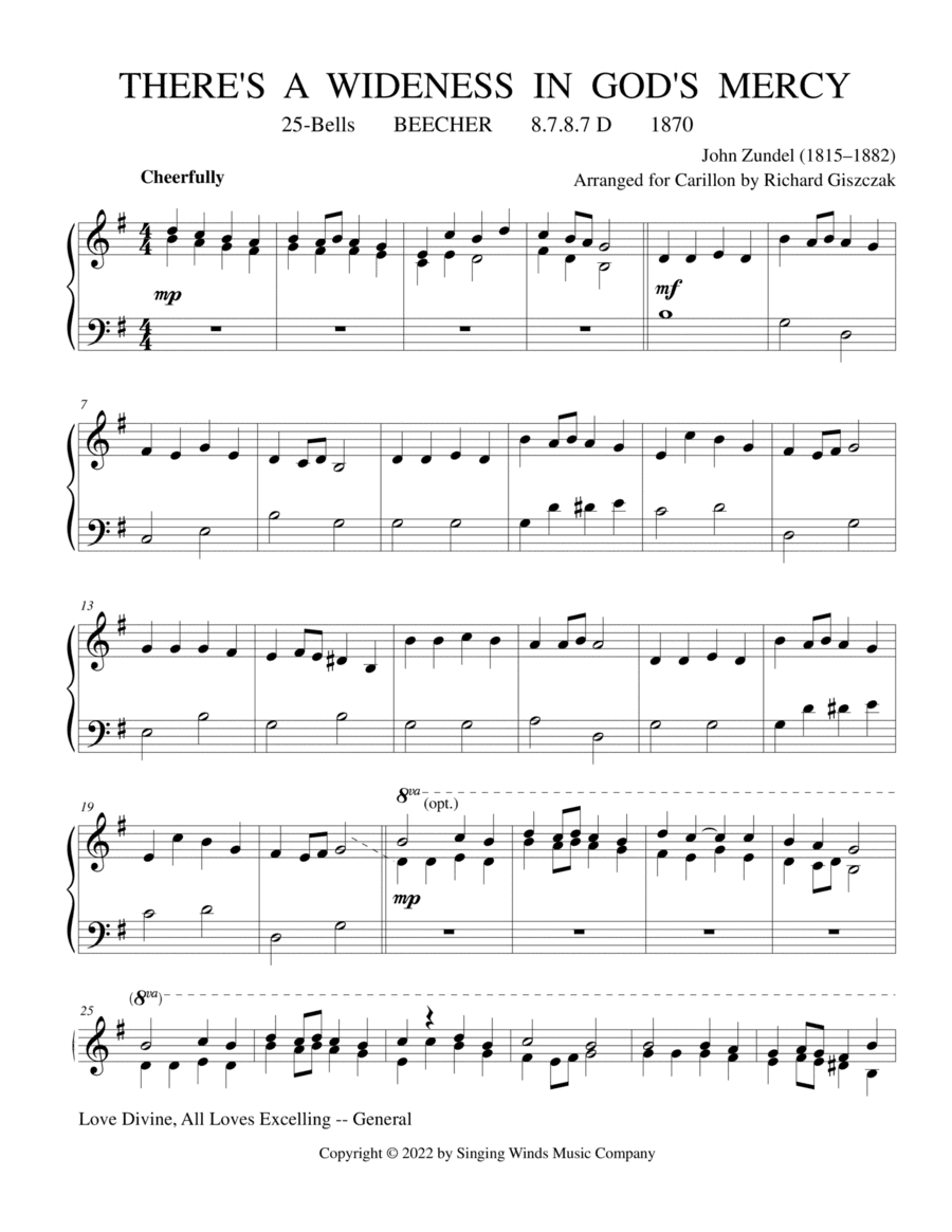 25B. There's a Wideness in God's Mercy (BEECHER) (arr. Richard Giszczak)