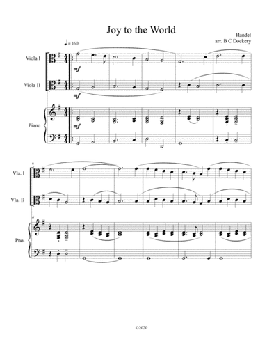 Joy to the World (viola duet) with optional piano accompaniment (arr. B C Dockery)
