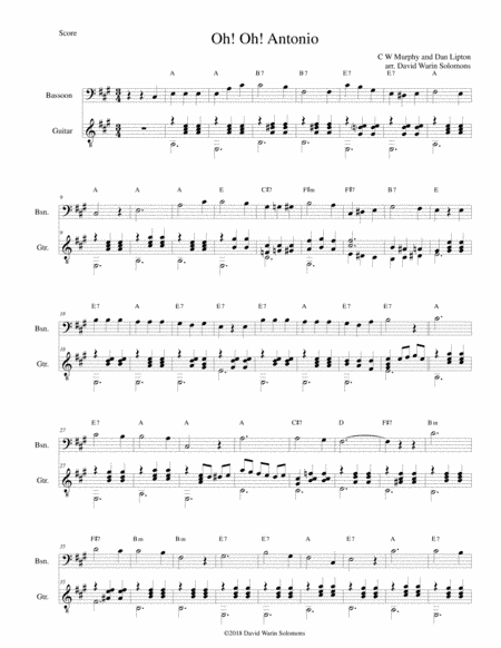 Oh! Oh! Antonio for bassoon and guitar (arr. David Warin Solomons)