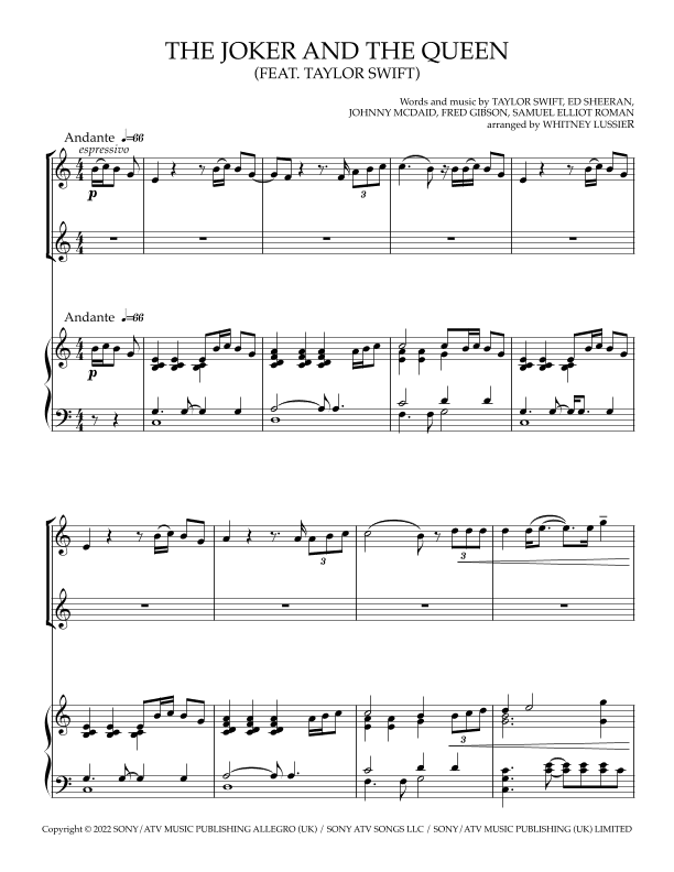 The Joker And The Queen (feat. Taylor Swift) (arr. Whitney Lussier)