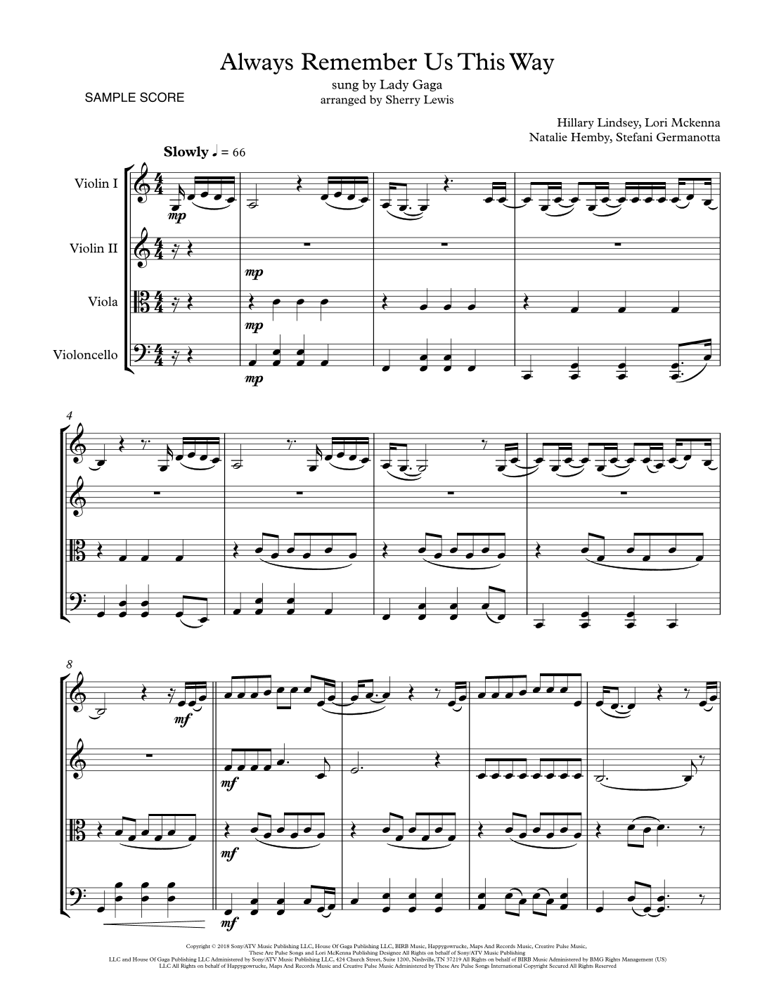 Always Remember Us This Way (arr. Sherry Lewis)