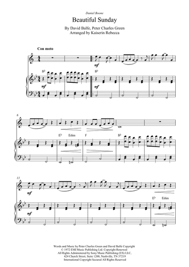 Beautiful Sunday (arr. Kaiserin Rebecca)