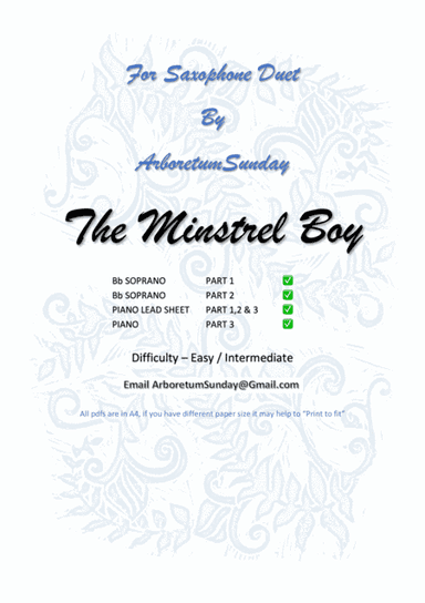 The Minstrel Boy Bb Soprano sax 1&2 with Piano Acc. (arr. Mr Scribe)