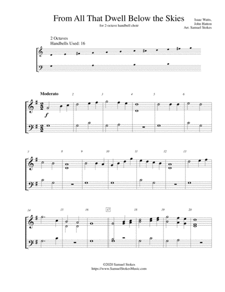 From All That Dwell Below the Skies - for 2-octave handbell choir (arr. Samuel Stokes)