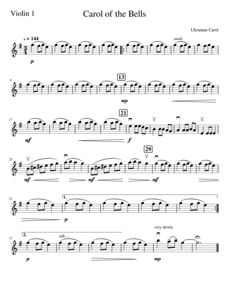 Carol Of The Bells (arr. Susan Steffens)