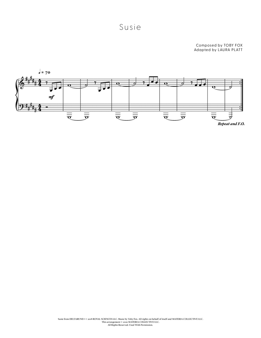 Susie (DELTARUNE - Piano Sheet Music)