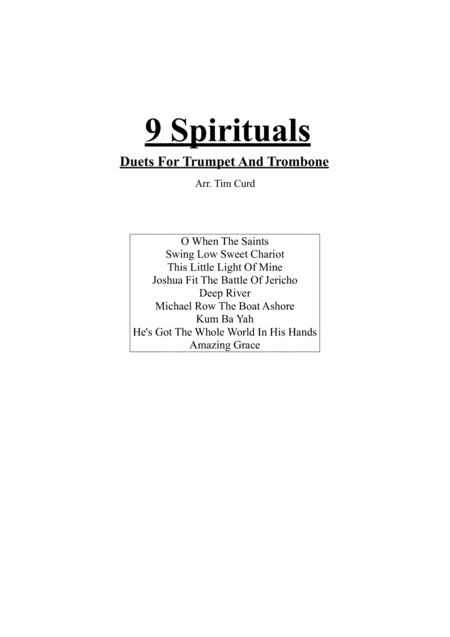 9 Spirituals, Duets For Trumpet And Trombone (arr. Curd)