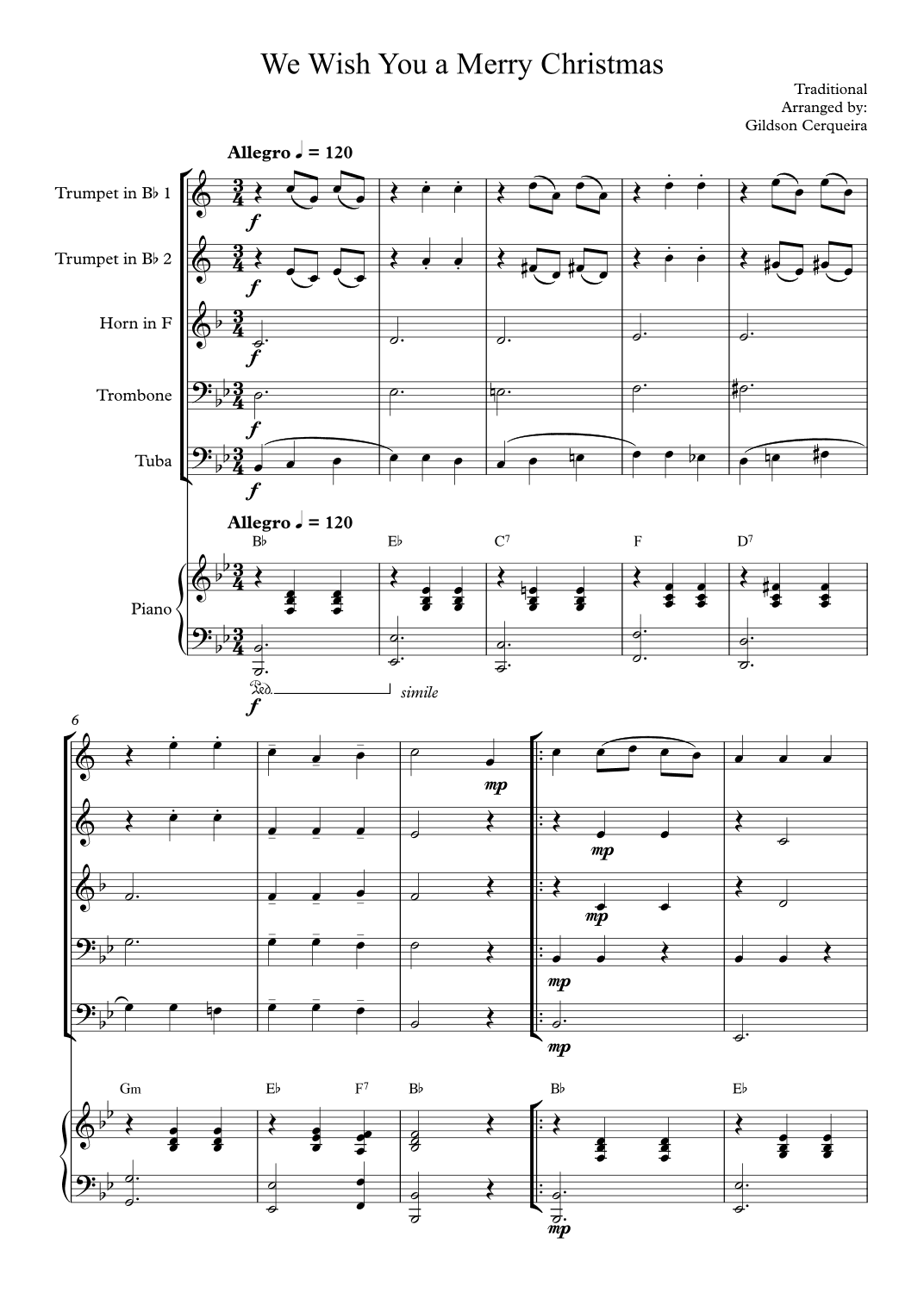 We Wish You a Merry Christmas (arr. Gildson Cerqueira)