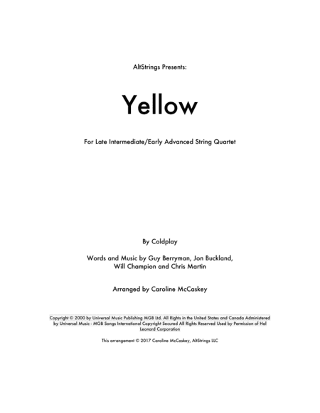 Yellow (arr. Caroline McCaskey)