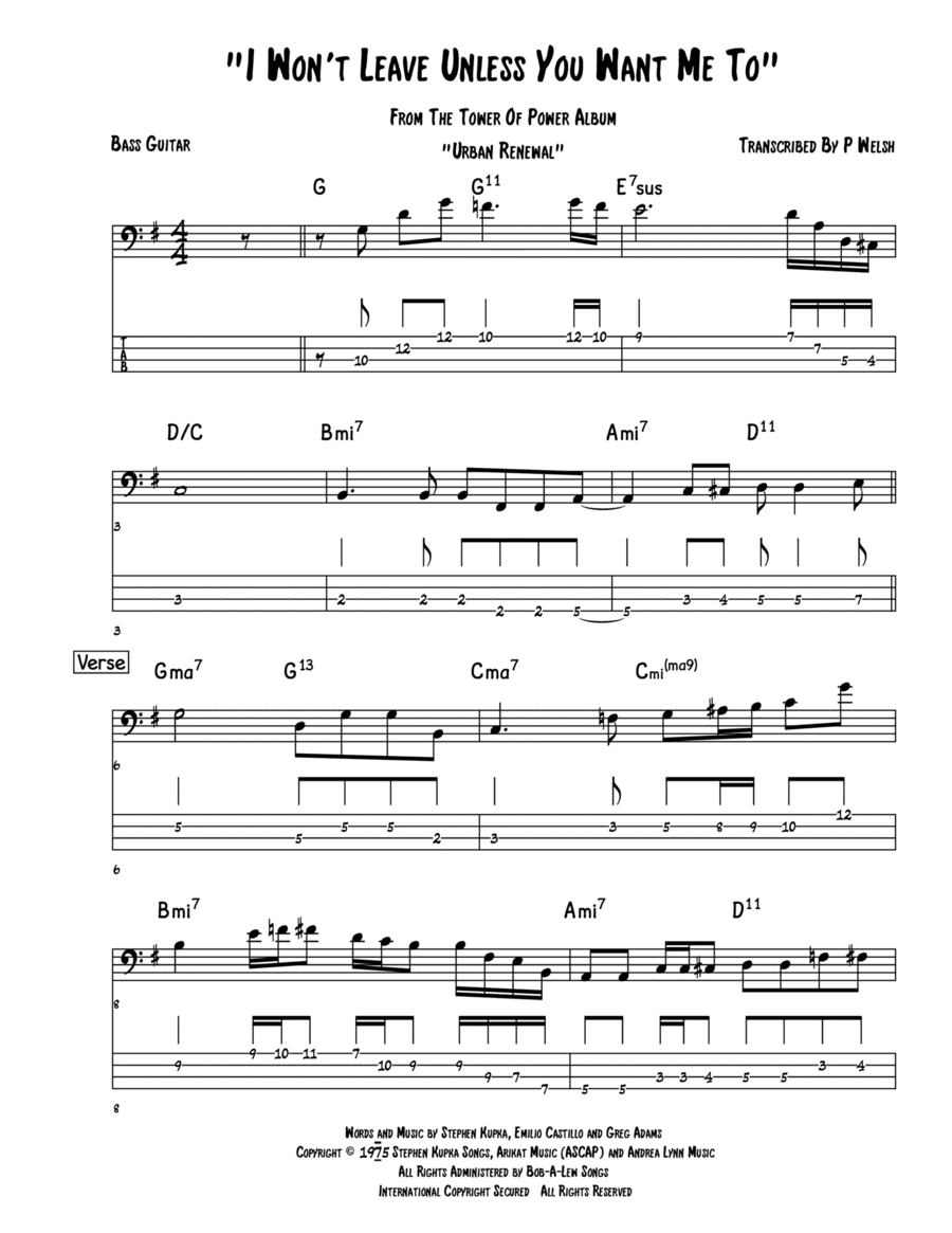 I Won't Leave Unless You Want Me To (arr. Accubass)